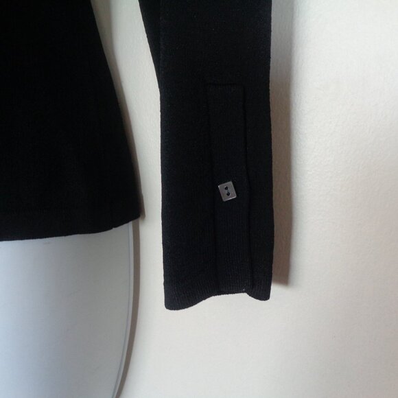 Vintage Talbots Black Rayon Knit Crew Neck Top PM Petite Medium - Picture 3 of 6